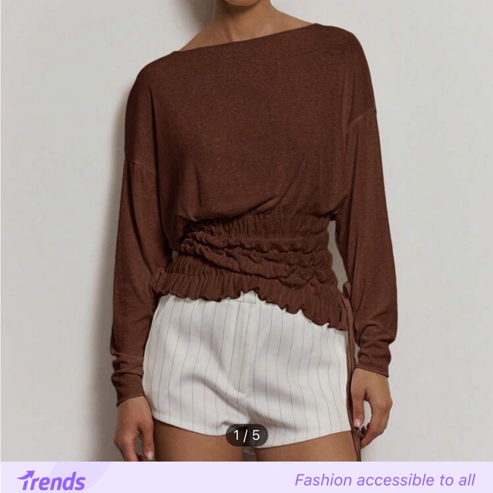 SHEIN Brown Long Sleeve Women's Top